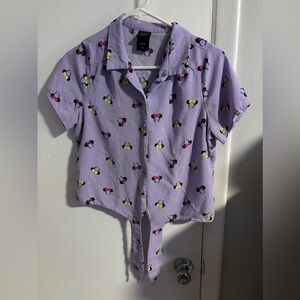Disney Her Universe Minnie Mouse Blouse Women’s Large Tie Front Top